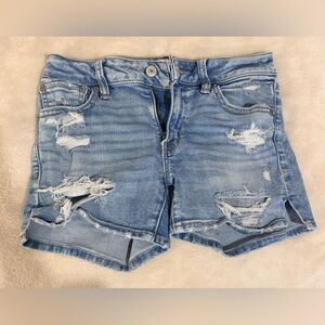 American Eagle Outfitters Light Blue Distressed Jean Shorts